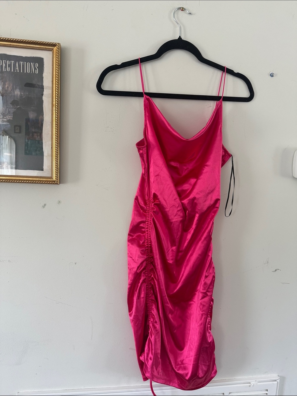H&M Hot Pink Satin Slip Dress
